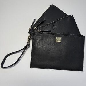 Jason Wu Black 3-Piece Leather Pouch Wristlet Wallet Trio Set NWOT